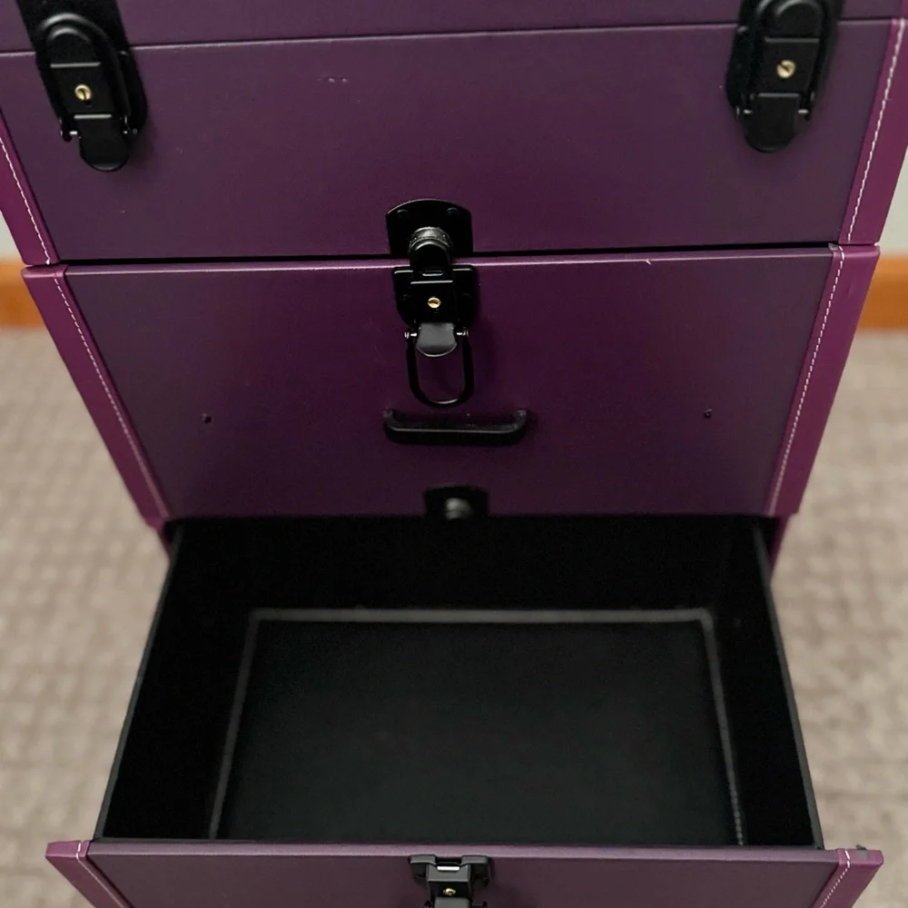 Elegant Purple Rolling Makeup Organizer